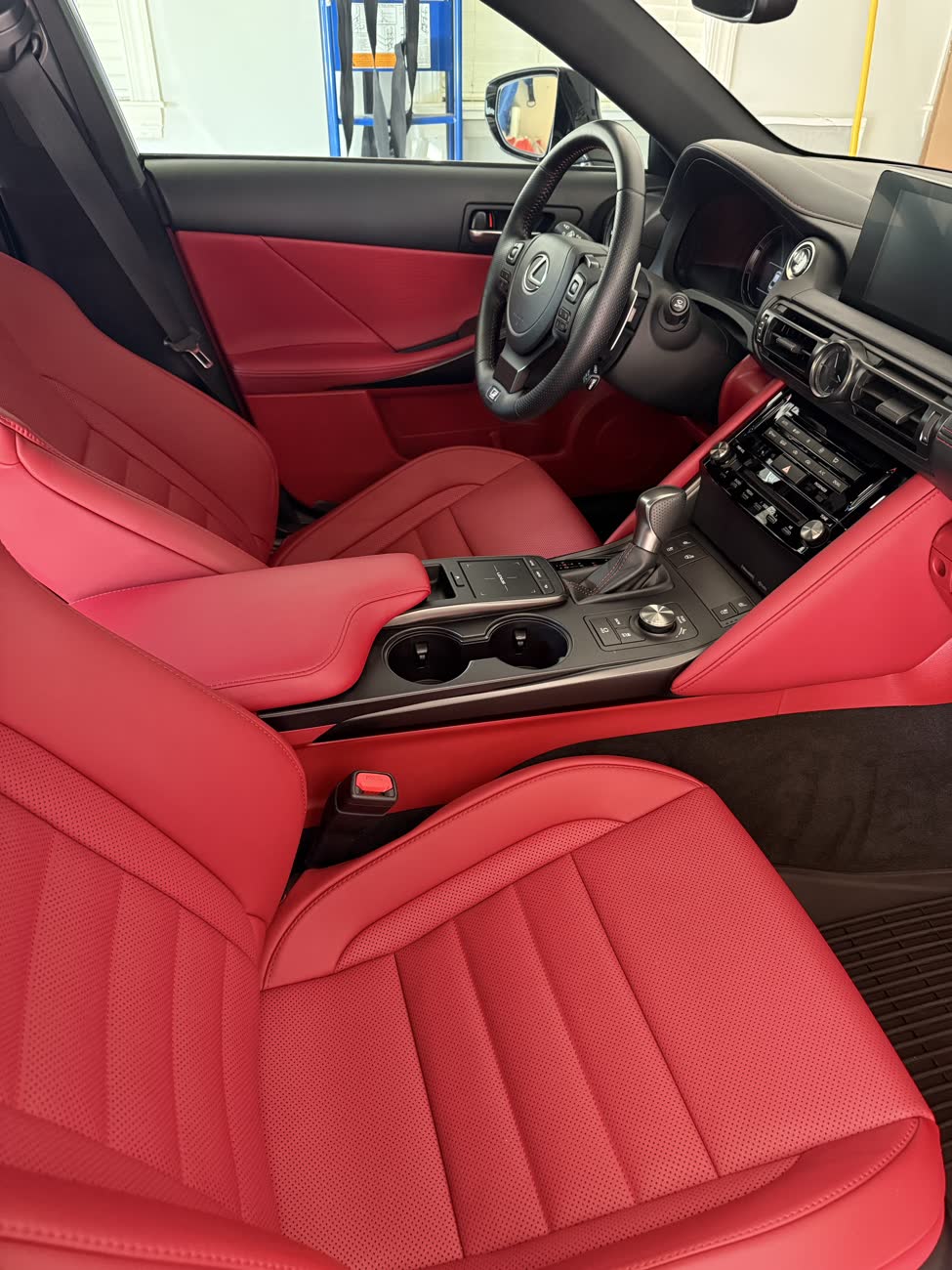 Lexus IS red leather interior cleaned and detailed